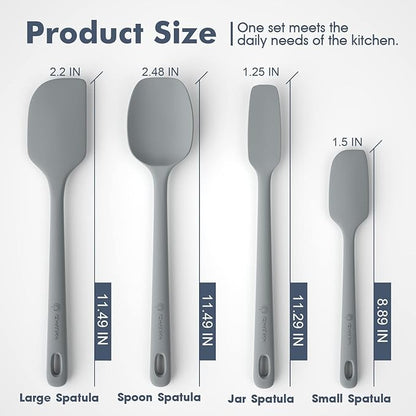 4 Pieces Silicone Spatula Set, Food Grade Rubber Spatula, Upgrade Strong Handle with Ergonomic Grip, Heat Resistant for Nonstick Cookware, Cooking