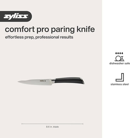 Zyliss Comfort Pro Paring Knife - Full Tang Vegetable & Fruit Knife - Ice Hardened Stainless Steel Peeling & Paring Knife - Cutlery with Antibacterial Handle - Black/Stainless Steel - 4.5 inches