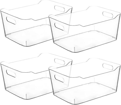 Small Clear Plastic Storage Bins, Perfect for Organization or Pantry and, Fridge Organizer, Cabinet Organizers