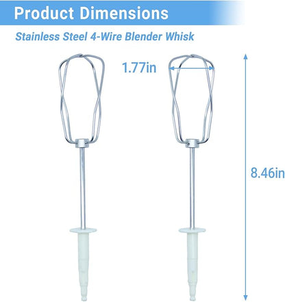 2-Pack Stainless Steel 4-Wire Blender Whisk Compatible with Braun HM3000 HM4644 HM5100 HM1010 Mixer - Durable Eggbeater Replacement Parts for Blending, Whisking, and Stirring