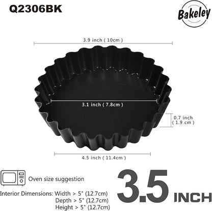 Mini Tart Pan Set, 4-Inch 4pcs with Removable Loose Bottom Non-Stick Round Quiche Bakeware for Oven and Instant Pot Baking (Black)