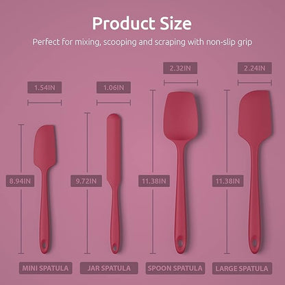 U-Taste Silicone Spatula Set with 480 Degrees Fahrenheit Heat Resistant (Red)