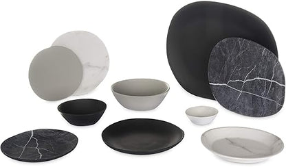 Carlisle FoodService Products Ridge Resuable Plastic Plate Coupe Plate for Home and Restaurant, Melamine, 10 Inches, Marble, (Pack of 12)