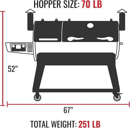 recteq DualFire 1200 Wood Pellet Smoker Grill, Wi-Fi Electric Pellet Grills, Dual Chambers for Hot and Fast + Low and Slow Cooking, DualFire 1200 + Grilling Basics Bundle