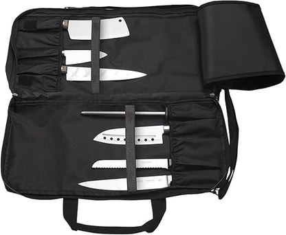 EVERPRIDE Chef Knife Bag Holds 20 Knives PLUS Large Zippered Compartment for Kitchen Tools – Durable, Large Knife Bag for Chefs – Knives Not Included