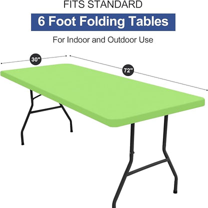 homing Rectangle Table Cloth Cover, Waterproof Polyester Elastic Fitted Tablecloth, Fits for 6 Foot Folding Tables, Washable Table Protector for Picnic, Camping, Outdoor (Lime Green, 30" x 72")