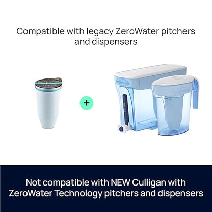 ZeroWater 10-Cup Round 5-Stage Water Filter Pitcher Dispenser with 5-Stage 0 TDS Zero Water Filter – IAPMO Certified to Reduce Metals, Chlorine, Lead, Chromium, and Forever Chemicals PFOA/PFOS