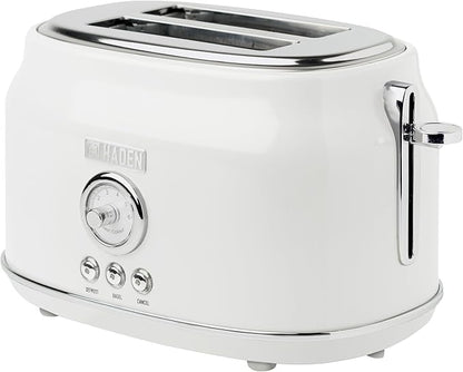 Haden Dorset 2 Slice Extra Wide Slot Toaster with Cool Touch Exterior, Removable Crumb Tray, and 6 Variable Browning Control, Ivory