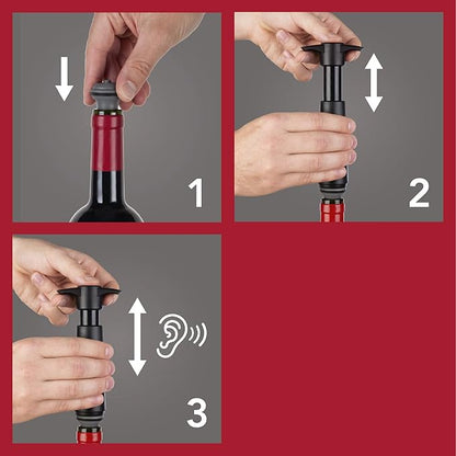 Vacu Vin Wine Saver Pump Blue with Vacuum Wine Stopper - Keep Your Wine Fresh for up to 10 Days - 1 Pump 6 Stoppers - Reusable - Made in the Netherlands