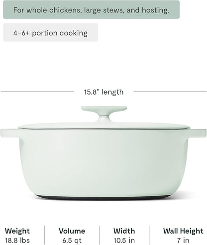 Caraway Enameled Cast Iron Dutch Oven - 8qt Dutch Oven With Lid - 3 Layer Enamel Coating - No Seasoning Required - Compatible With All Stovetops - Oven Safe - No Forever Chemicals - Light Mist