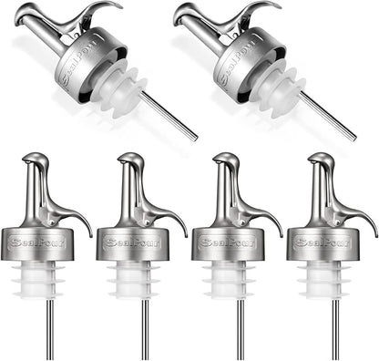 Olive Oil Spouts, Stainless Steel Pour Spout, Olive Oil Pour Spout for Dispenser, Pour Bottle Spouts, Suitable for Beverage,Vinegar and Sauce for Home Kitchen -6PCS