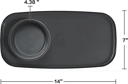 madesmart dipware Small Serving Plate, Collapsible & Removable Dip Bowl for Salsa, Queso, Sald, Olives, Premium Dishwasher & Microwave Safe, Multipurpose Plate & Bowl, Midnight