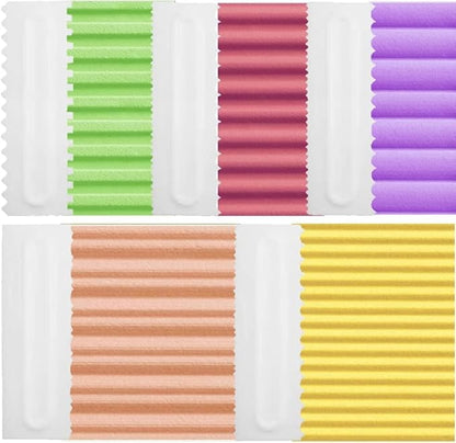 Cake Scrapers Set Decorating Comb and Icing Smoother, Plastic Sawtooth Scraper Polisher Butter Mousse Cream Cake Edge DIY Tool -8 Design Textures (Blue)