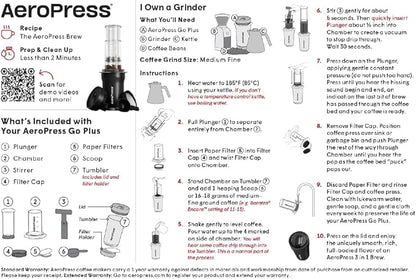AeroPress Go Plus, Small Portable Coffee Maker Kit, Travel, Camping & Office, All-in-One French Press, Pour-Over & Espresso-Style Manual Brewer, 2 Min Brew for Less Bitterness, More Flavor, Pink