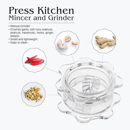 Angel’s Peel Lounge Grlic Mincer Manual Garlic for Quick Meal Preparation - Kitchen Tools for Mincing Grlic, Ginger, Herbs, Nuts (Clear Color)