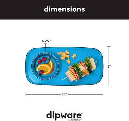 madesmart dipware Small Serving Plate, Collapsible & Removable Dip Bowl for Salsa, Queso, Sald, Olives, Premium Dishwasher & Microwave Safe, Multipurpose Plate & Bowl, Ocean
