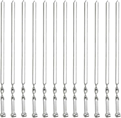 Antallcky 12 Pack Kabob Skewers BBQ Barbecue Skewers Stainless Steel Sticks Heavy Duty Large Wide Reusable with Nonslip Ring Handle Ideal for Shish Kebab Chicken Shrimp and Vegetables (22 inch)