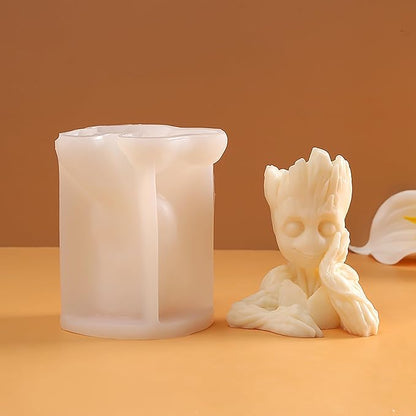 Groot Cylinder Candle & Resin Mold - Resin Casting Silicone Molds for Home Decor & Candle Making Wave Spiral Mold