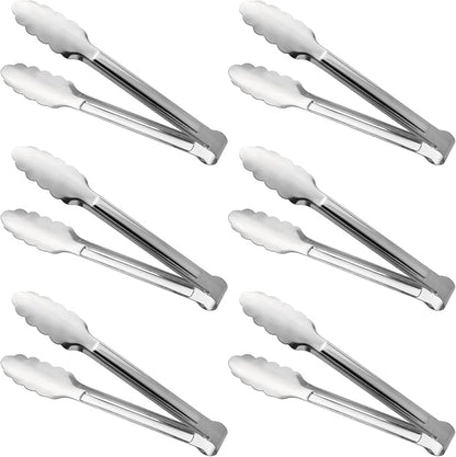 Serving Tongs,Buffet Tongs, ACAUTO Stainless Steel Food Tong Serving Tong Small Serving Tongs Stainless Steel Mini Appetizer Tongs, Set of 6 (7 Inch)