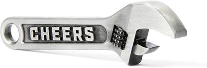 Wrench Bottle Opener - Heavy Duty Beer & Soda Cap Opener - Unique Bar Tool Gift for Men - Multitool Kitchen Gadget (Antique Silver)