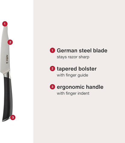 Zyliss Comfort Pro Paring Knife - Full Tang Vegetable & Fruit Knife - Ice Hardened Stainless Steel Peeling & Paring Knife - Cutlery with Antibacterial Handle - Black/Stainless Steel - 4.5 inches