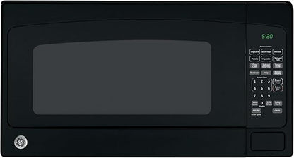 GE GCST20S1WBB Microwave Oven, 1,200-watt Capacity, 2.0 Cubic Ft, 8 Auto Cooking Settings, Child-Lock Technology, Kitchen Essentials for The Countertop, Dorm Room or Apartment, Black, Cu