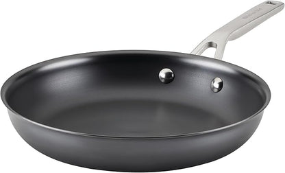 KitchenAid NITRO Carbon Steel Frying Pan/Skillet, Stainless Steel Handle, Compatible with All Cooktops, 10 Inch Open Fry Pan - Black