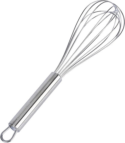 Restaurantware-German Standard 10.6 Inch French Whisk, 1 Dishwashable Kitchen Wire Whisk - Ergonomic Handle, Durable, Stainless Steel French Whip, For Blending, Stirring, Mixing Of Ingredients