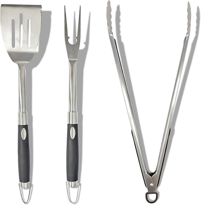 Heavy Duty Grill Tools Set Multi-Function Grill Set Accessories BBQ Set Premium Stainless Steel Spatula Fork & Tongs, Barbecue Utensils Tool Kit Gift for Men Women Grilling Lover Outdoor
