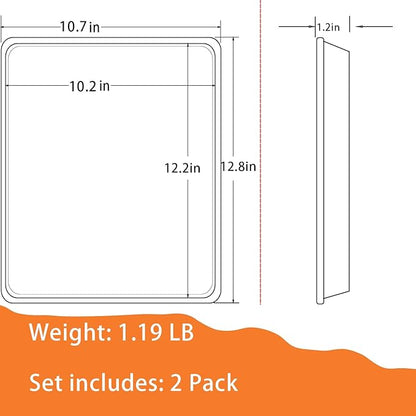 Baking Sheet Pans,2 Pack Nonstick Baking Pans Cookie Sheet Brownie Pan,Bread & Cake Pan, Toaster Oven Tray Bakeware, Small Nonstick Baking Tray, Heavy-Duty Bread Loaf Pan (12.8 x 10.7 x 1.2 Inches)