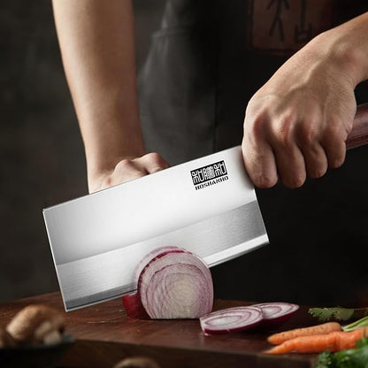 HOSHANHO Ultra Sharp Cleaver Knife 7 inch, High Carbon Powder Steel Meat Cleaver, Butcher Knife with Wooden Handle, Vegetable Meat Cleaver for Home and Restaurant