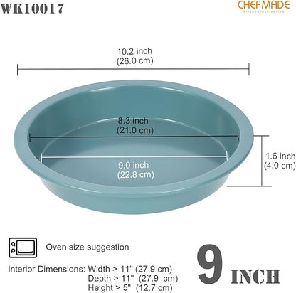 CHEFMADE Round Cake Pan, 9-Inch Non-Stick Pizza Pan and Pie Bakeware for Oven Baking (Green)