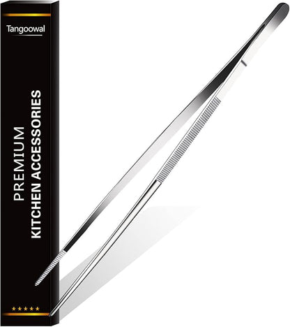 12-Inch Kitchen Fine Cooking Tweezers Tongs,Stainless Steel Long Food Tweezers Tongs