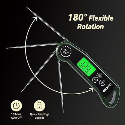 INKBIRD 0.5 Seconds Instant Read Meat Thermometer for Cooking RHT-11K, ±0.5℉ Accuracy Digital Food Thermometer with 1.42inch Large Screen, Waterproof Kitchen Thermometer for Candy, Grill, BBQ, Brewing