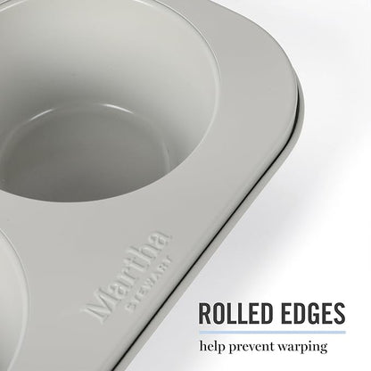 Martha Stewart Gallen 6 Cup Nonstick Carbon Steel Muffin/Cupcake Pan - Cool Grey