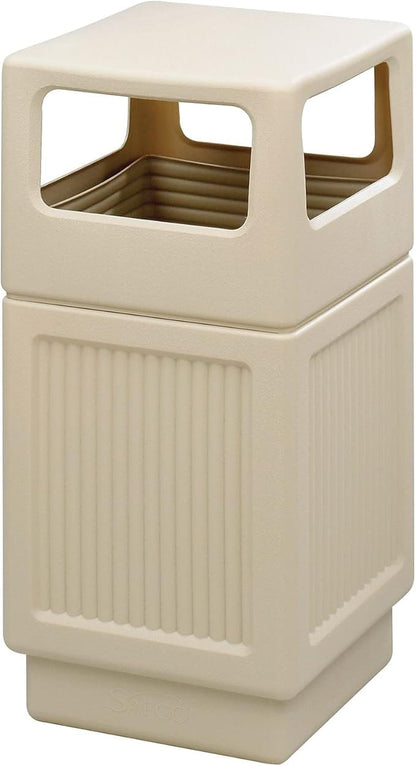 Safco Canmeleon Trash Can, 38 Gallons, Indoor and Outdoor Use, Durable & Weather-Resistant Commercial Garbage Can, Tan