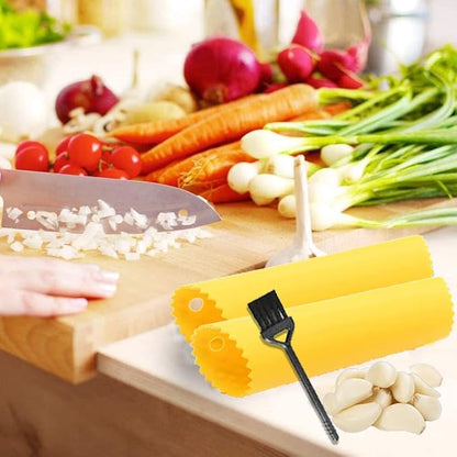 Angel’s Peel Lounge Garlic Peeler Tube Set (Silicone Peeler and Cleaning Brush), Roller Garlic Peeling Kitchen Tool – Easy Cleaning and Dishwasher Safe