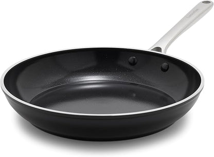 Orfeo 11” Nonstick Frying Pan, Made in Italy, Diamond Ceramic PFAS-Free Cookware, Induction Ready, Scratch Resistant, Laser-Fused Surface for Durability, Dishwasher Safe, Black
