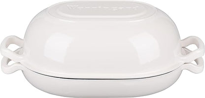 Enameled Cast Iron Sourdough Bread Oven, Dutch Oven, Loaf Cast Iron Bread Pan for Homemade Bread Baking, Meatloaf Pan with Lid, 7QT, White
