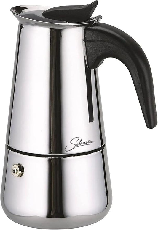 Coffee Maker 4 Cup Moka Pot Stainless Steel Percolator coffee pot Espresso Maker, Compatible with Gas, Electric, Ceramic, and Induction stovetops(6.6 fl oz/200 ml)