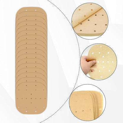 400PCS 6.3 Inch Square Air Fryer Parchment Paper Liners Disposable, Unbleached Air Fryer Sheets with Holes, Perforated Steamer Liners for 2-5QT Basket Air Fryer Microwave Oven Frying Pan Plate