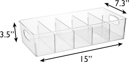 ClearSpace Plastic Pantry Organization and Storage Bins with Removable Dividers – Perfect Kitchen Organization or Kitchen Storage – Refrigerator Organizer Bins, Cabinet Organizers (4 Pack XL)