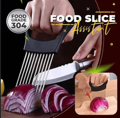 Ultra Onion Slice Holder - Stainless Steel Holder for Slicing Meat, Onion, Potato, Tomato - Kitchen Gadget (1 Pack)