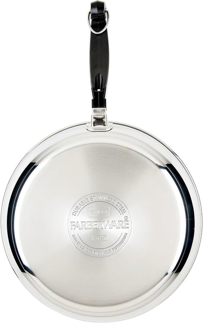 Farberware Classic Series Stainless Steel Pots and Pans with Baking Sheet Pan, Cooking Tools, and Lids, Induction Ready, Dishwasher Safe, 10 Piece Cookware Set, Metal Utensil Safe - Stainless Steel
