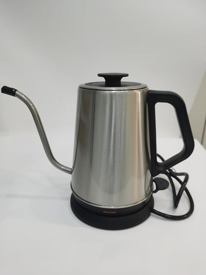 1L Electric Gooseneck Kettle, Tea Kettle for Boiling Water, Gooseneck Electric Kettle for Coffee & Tea, Fast Boiling for Pour Over, Auto Shut-Off, Boil-Dry Protection, 360° Rotational Base - Silver