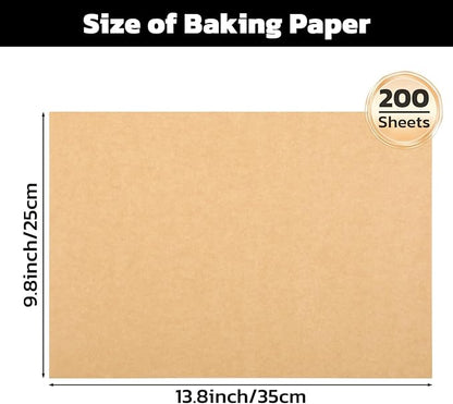 Beasea Parchment Paper Sheets for Baking, 200pcs 10x14 Inch Unbleached Precut Nonstick Heavy Duty Natural Parchment Baking Paper Sheets for Air Fryer Cooking, Grilling, Frying and Steaming