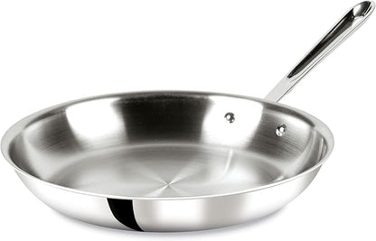 All-Clad D3 3-Ply Stainless Steel Fry Pan 12 Inch Induction Oven Broiler Safe 600F Pots and Pans, Cookware Silver