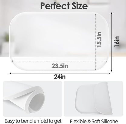 Silicone Coffee Maker Mat with Lip, 24'' x 16'' Heavy Duty Coffee Maker Mat for Countertops, Coffee Tray Fit Under Coffee Machine Appliance Automatic Machines Espresso Accessory, Translucent