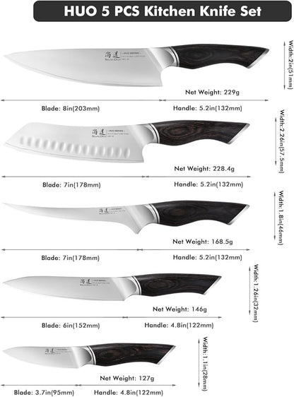 SHANGDAO Kitchen Knives Set, 5-Piece Chefs Knife Set, Professional Ultra Sharp Kitchen Knives for Cooking 3 Layers VG10 Alloy Steel Chef Knives