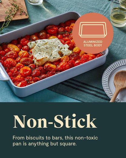 Caraway Non-Stick Ceramic 9”x13” Rectangle Pan - Naturally Slick Ceramic Coating - Non-Toxic, PTFE & PFOA Free - Perfect for Brownies, Lasagnas, and More - Gray
